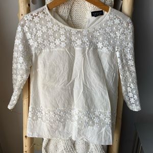 Topshop White Floral Blouse